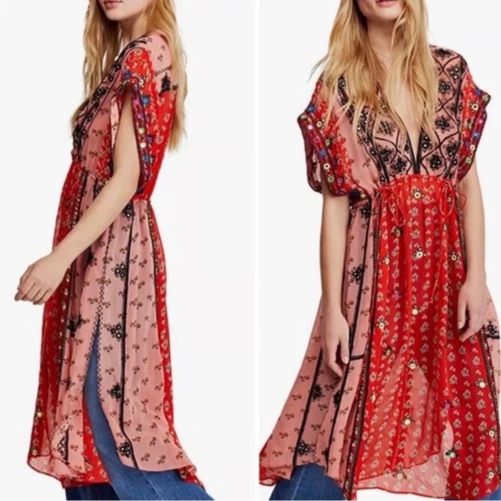 FREE PEOPLE Smiling Sun Boho All-Over Embroidered Top/dress size S